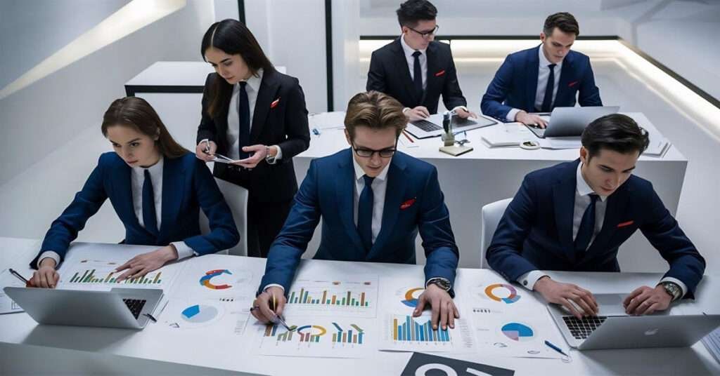 group of students applying for business management courses